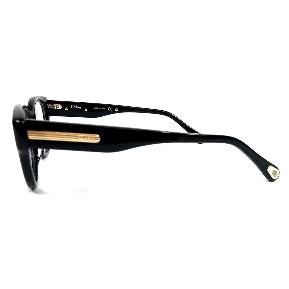 Chloe XS Eyeglasses Frame CH0124O 001 Polished Black Gold Cat Eye 49-18-140